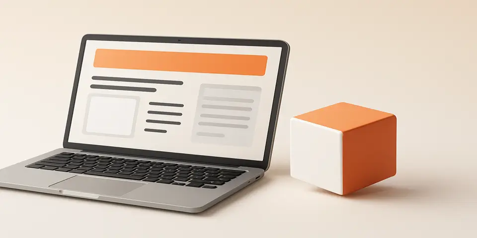 Laptop showing modular content design for Headless CMS