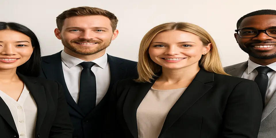 Professional team collaborating to optimize LinkedIn profiles and boost business reach.