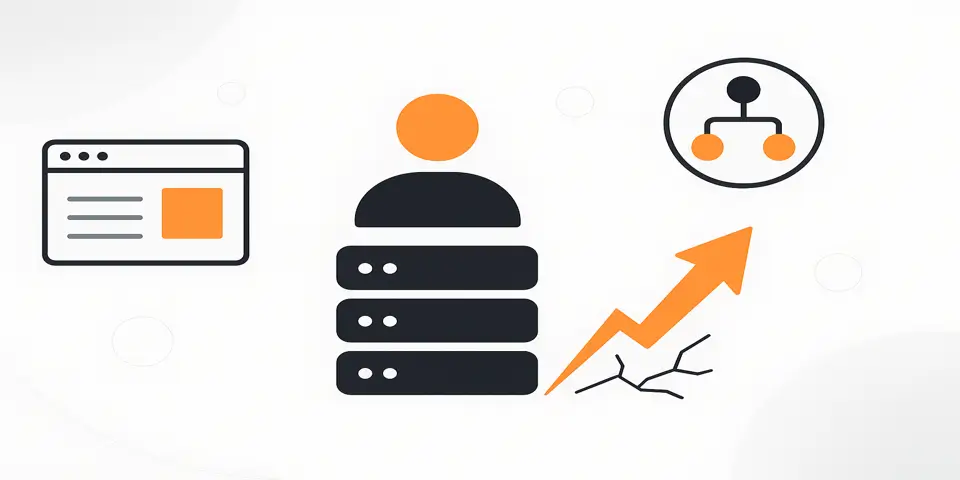 Abstract icons representing Headless CMS benefits for businesses