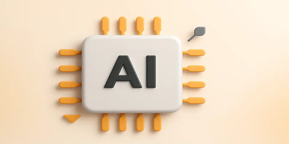 Stylized AI microchip representing technology in digital marketing