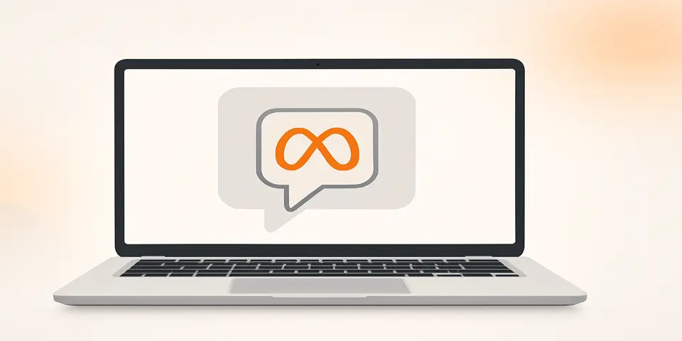 Laptop with Meta branding for digital campaign execution.