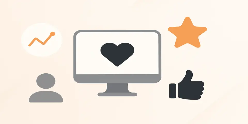 Minimalist icons representing user interaction and web interface elements.