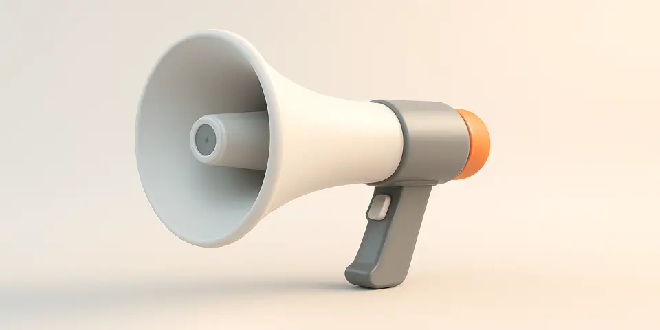 Bullhorn on a gradient background symbolizing brand amplification strategy