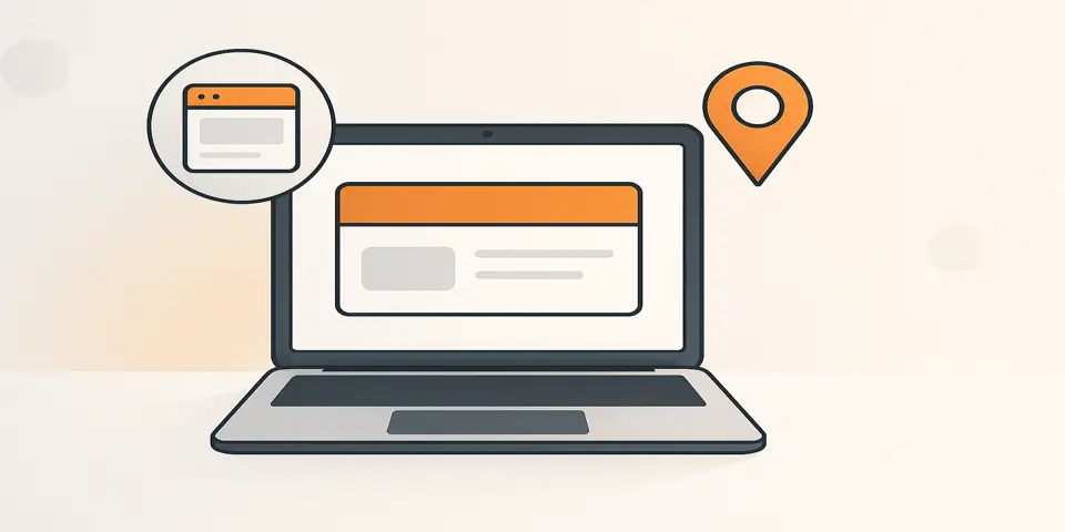 Modern laptop showing placement-based ad layout on screen