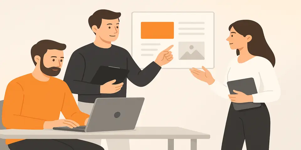 Web development team planning responsive UI and automation strategy