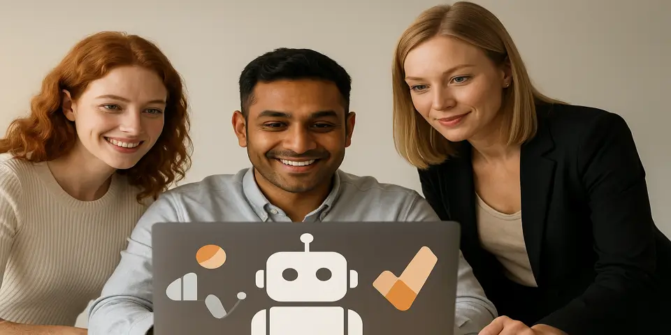 Marketing professionals collaborating on AI-powered campaign strategies.