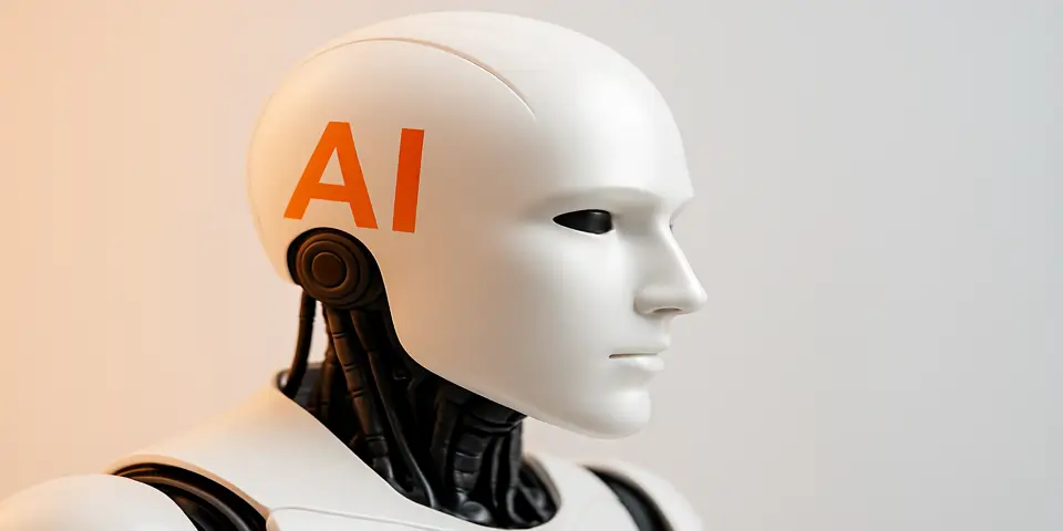 Close-up of white headphones with embedded AI voice assistant.