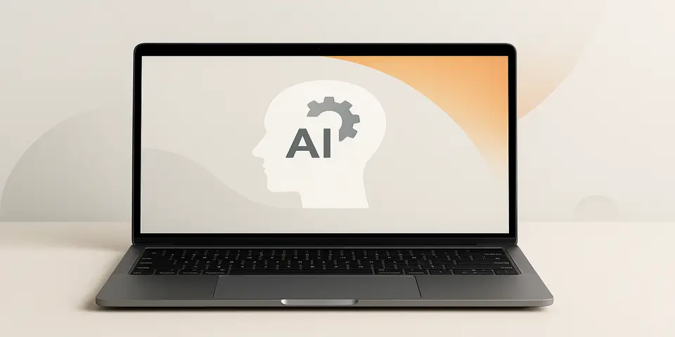 Laptop showcasing AI interface for automated marketing solutions.