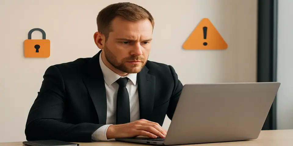 Focused professional analyzing cyber threat reports on screen