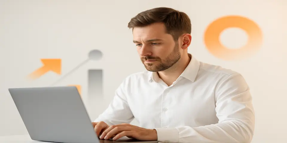Professional analyzing PPC campaign performance on a laptop
