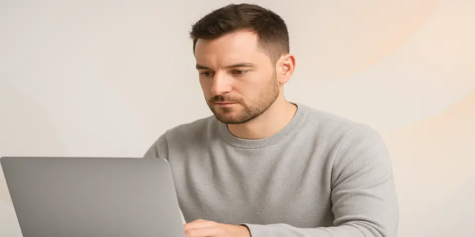 Focused professional developing a modern website on a laptop.