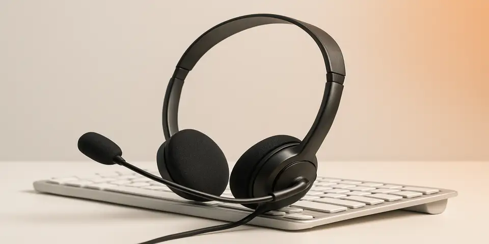 High-quality headset and laptop used for BPO communication tasks.