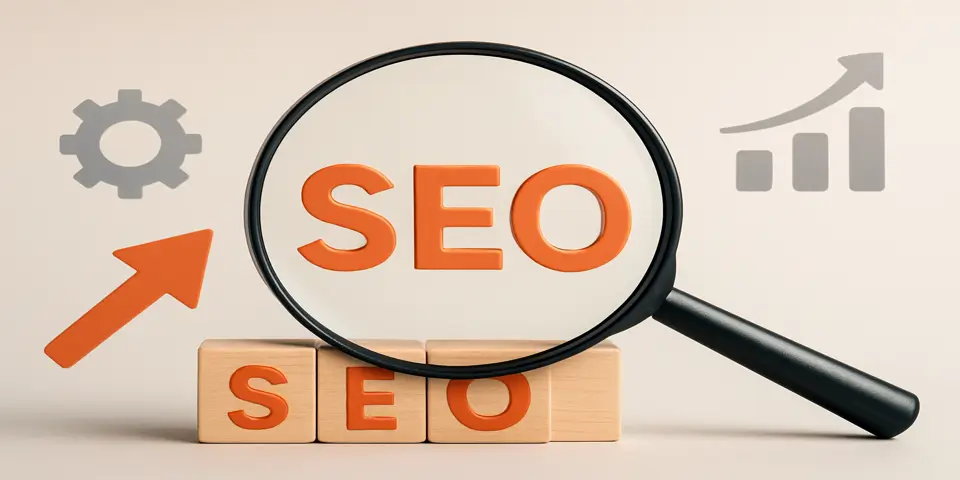 Magnifying glass focusing on analytics that expose SEO myths