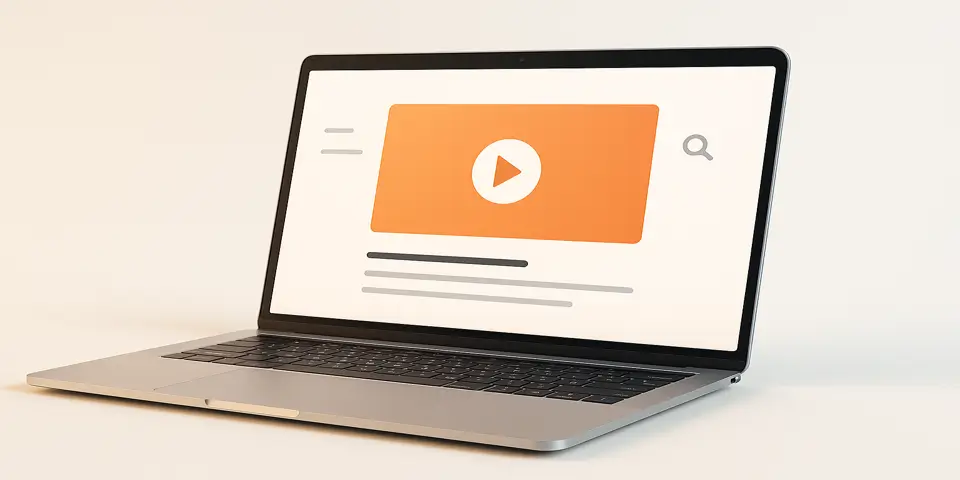 Laptop screen with branded article feed layout for native ads