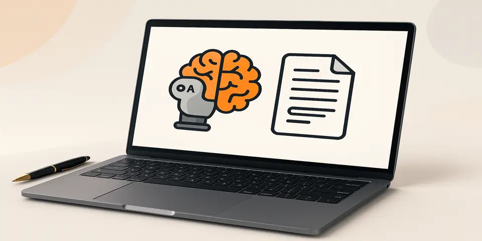 Modern laptop displaying AI-generated content interface.
