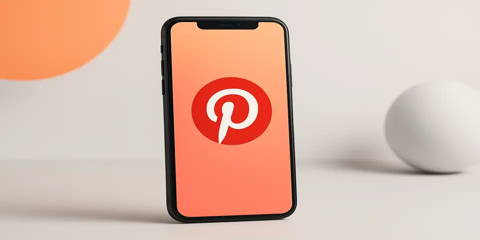 Modern smartphone with Pinterest app interface and pins