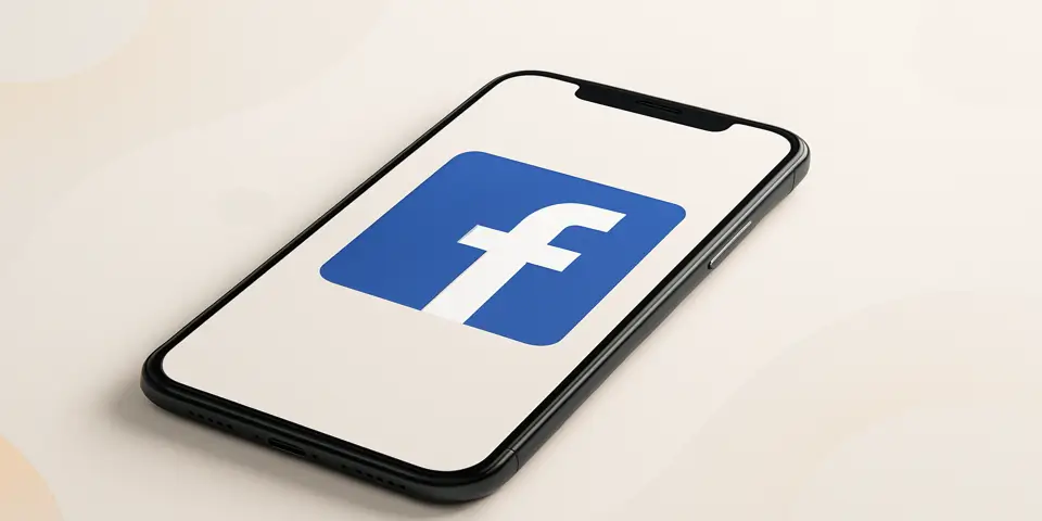 Smartphone displaying Facebook app for ad campaign management.