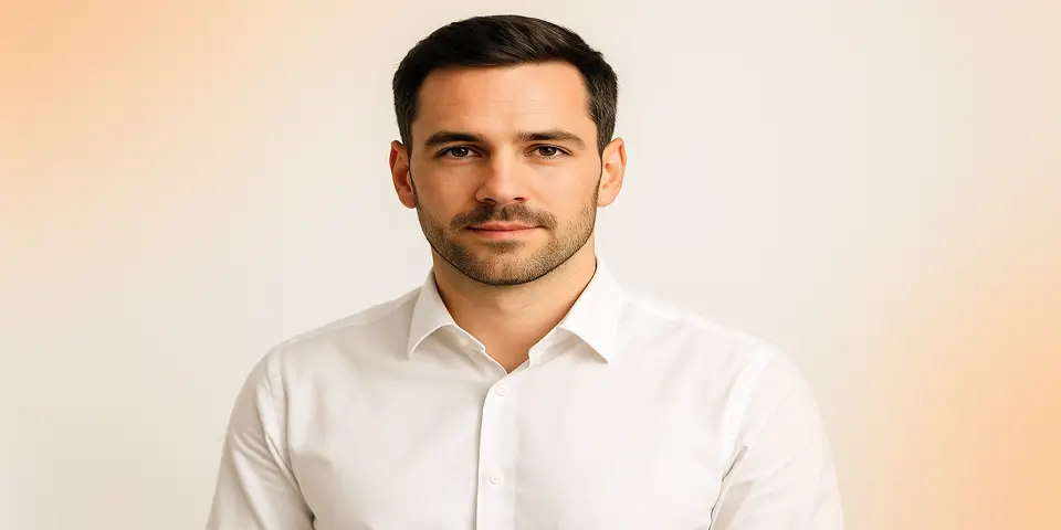 Confident marketing expert representing Amazon advertising success.