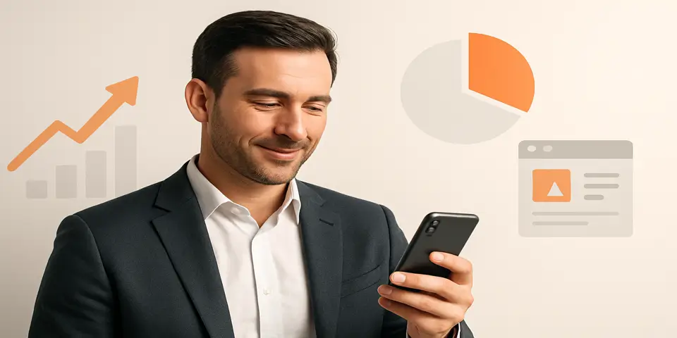 Focused marketer reviewing ad metrics on screen in a modern workspace.