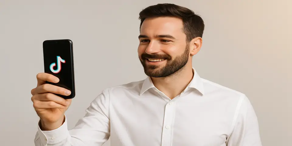 A young male influencer recording content for TikTok marketing