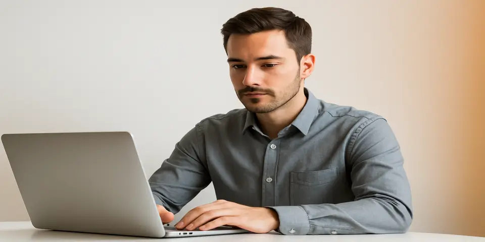 Marketer examining online visibility data through SEO dashboards.
