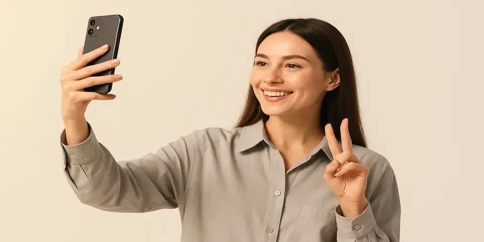 Woman capturing a selfie, representing authentic user-generated content