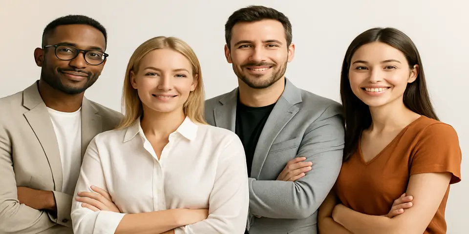 Diverse marketing team collaborating on sales funnel strategy