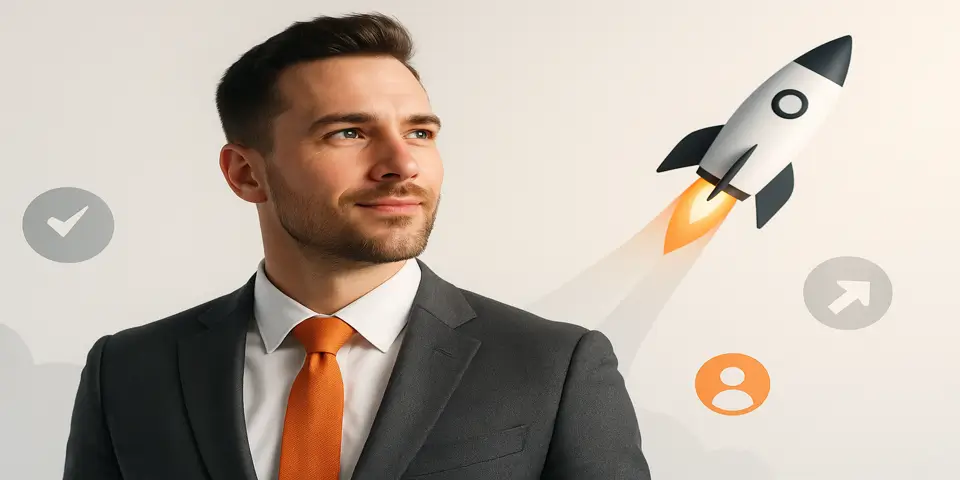 Young professional planning lead generation campaign on laptop.