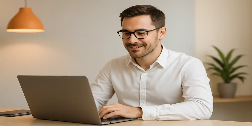 Focused digital marketing professional working on advertising bids.