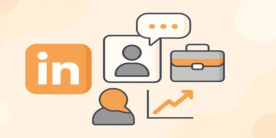 Abstract LinkedIn icons for business communication and growth.
