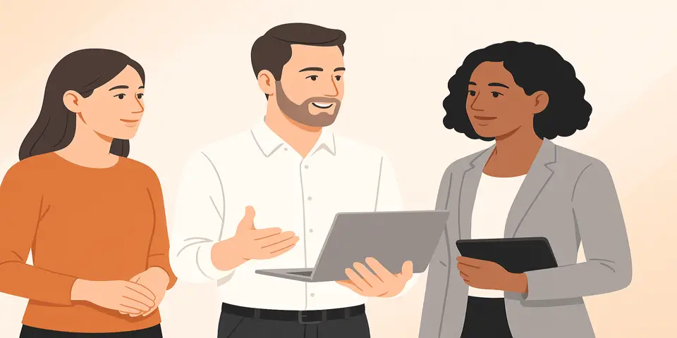 Marketing professionals discussing effective SEO strategies in a modern workspace.