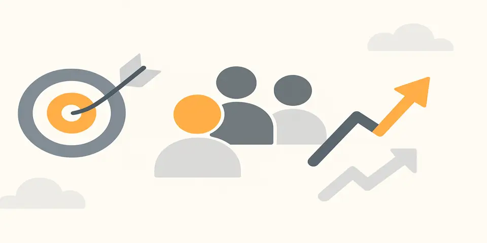 Abstract elements symbolizing cold traffic and growth targeting