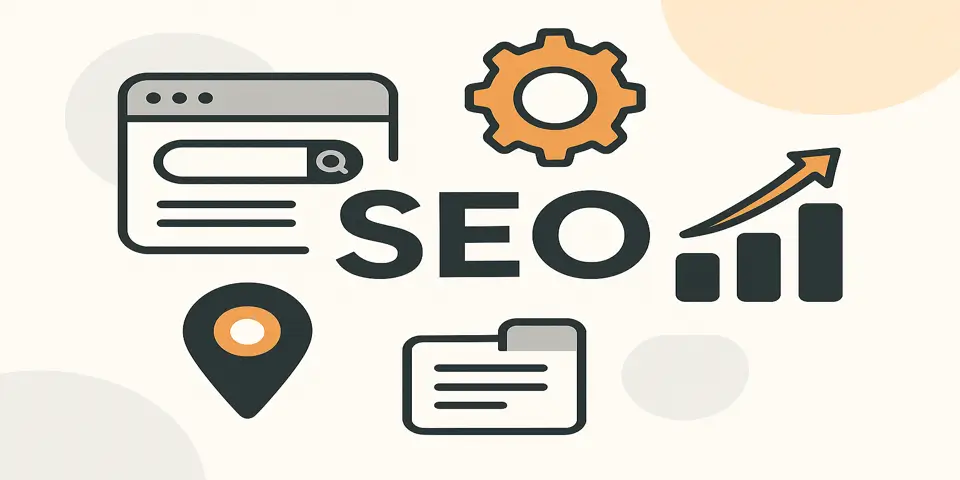 Abstract SEO icons representing core optimization trends.