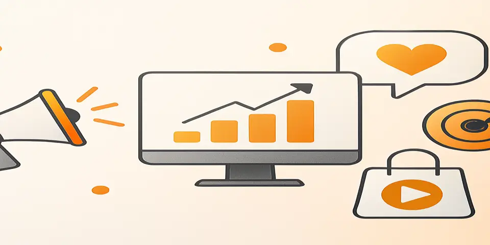 Icon set representing digital marketing tactics and growth tools.