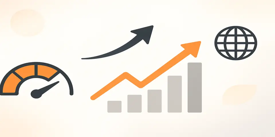 Abstract icons illustrating anticipation, growth, and global business direction.