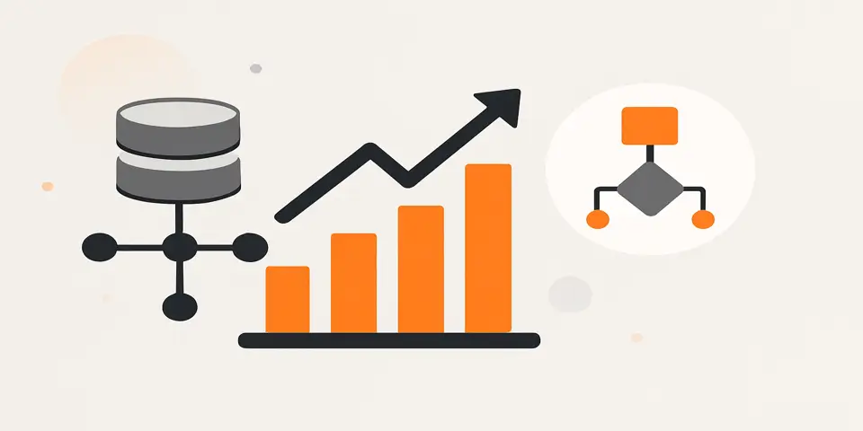 Minimalist data modeling icons including graphs and database visuals.