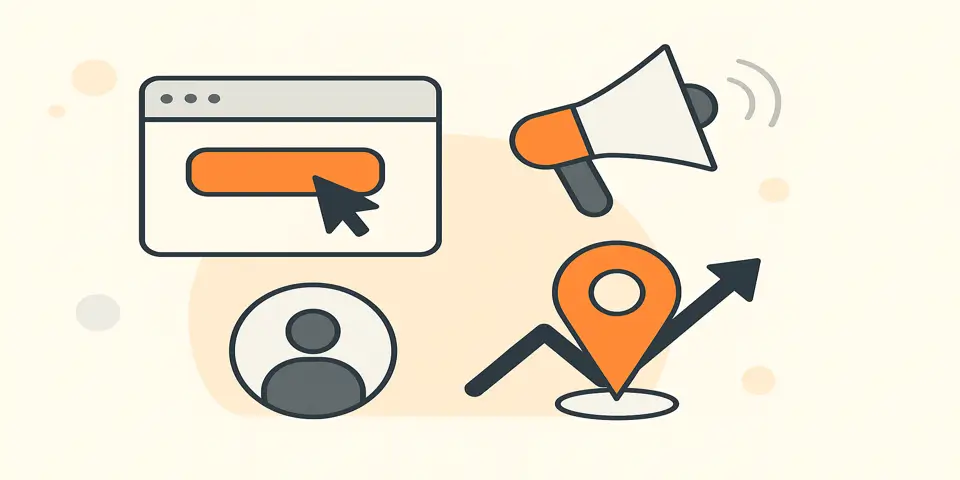 Minimalist elements illustrating traffic ad interaction and growth.