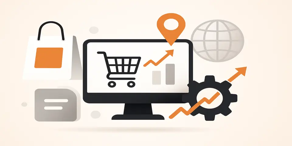 Five abstract icons symbolizing essential aspects of website maintenance.