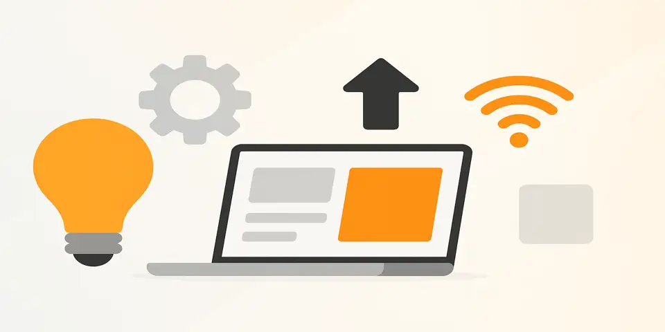 Abstract icons representing tech-driven digital marketing strategies.