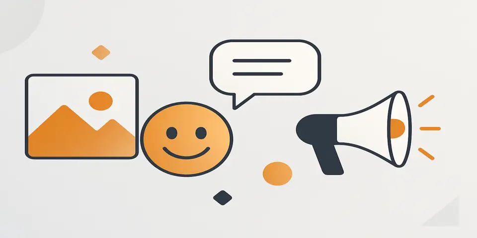 Minimal meme-related icons for digital branding communication