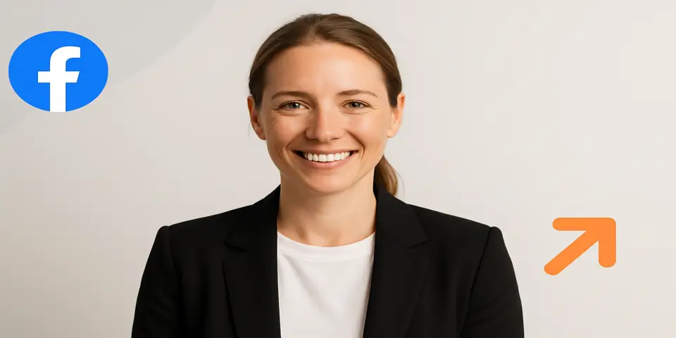 Confident marketer representing Facebook Ads for business growth.