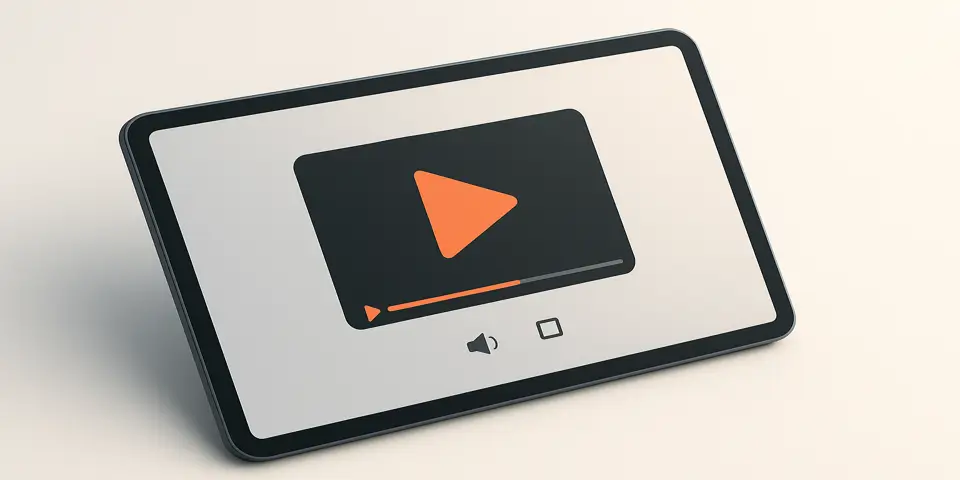 Smartphone displaying video interface with progress bar and playback controls