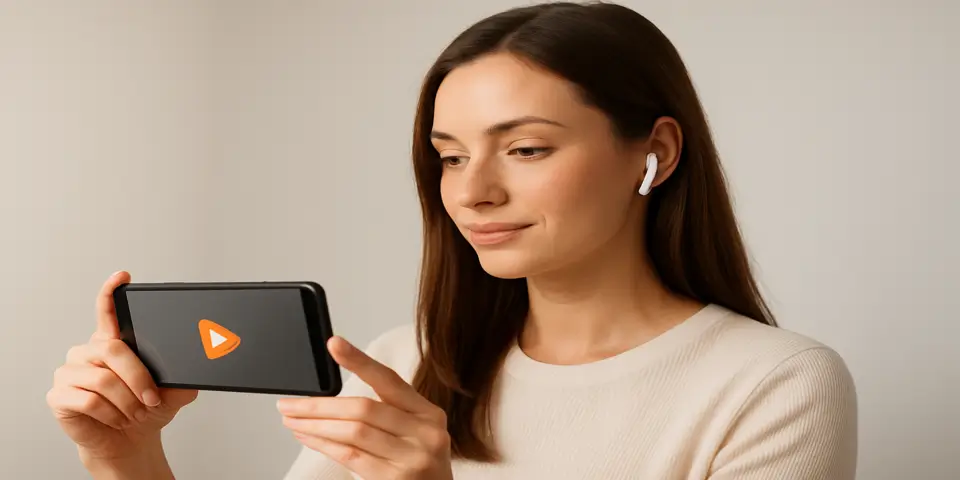 Young digital marketer with headset planning video marketing strategy