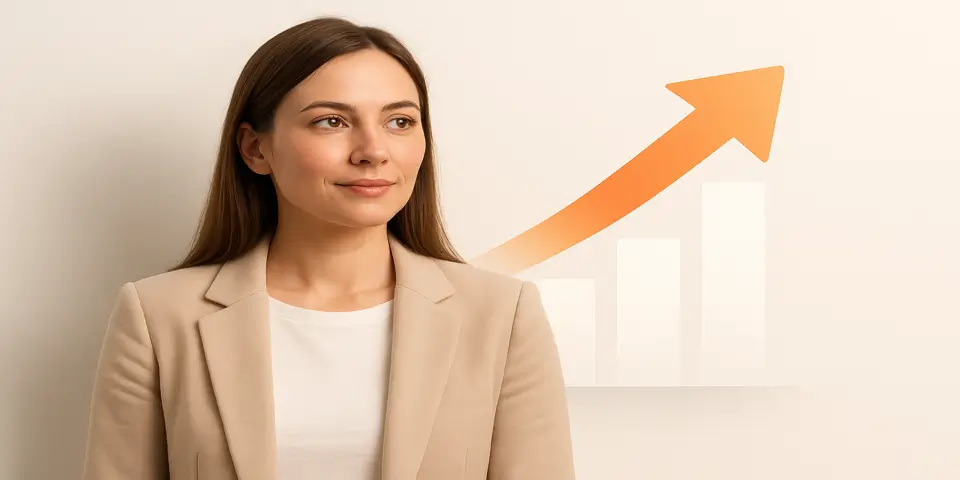 Confident young woman in business attire facing forward