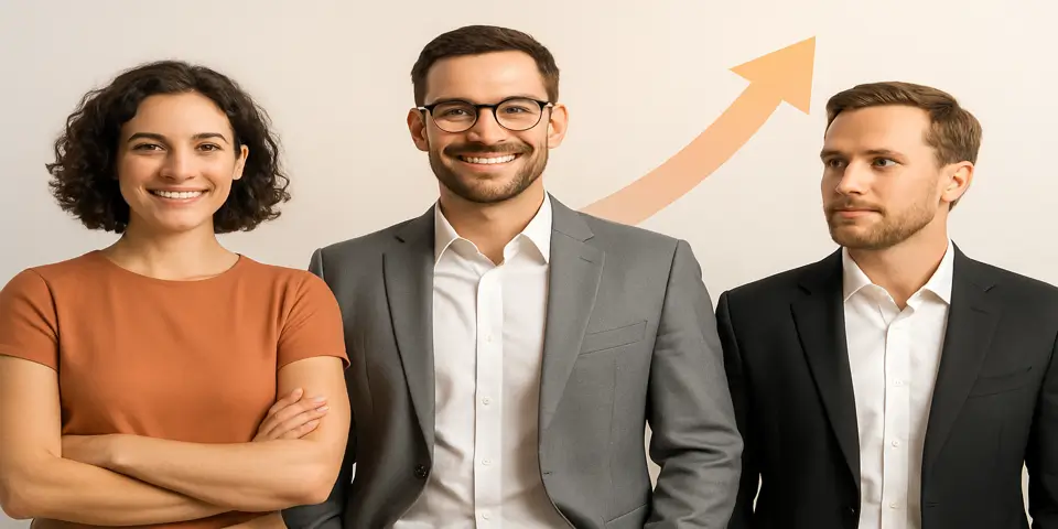 Three professionals in a brand planning session
