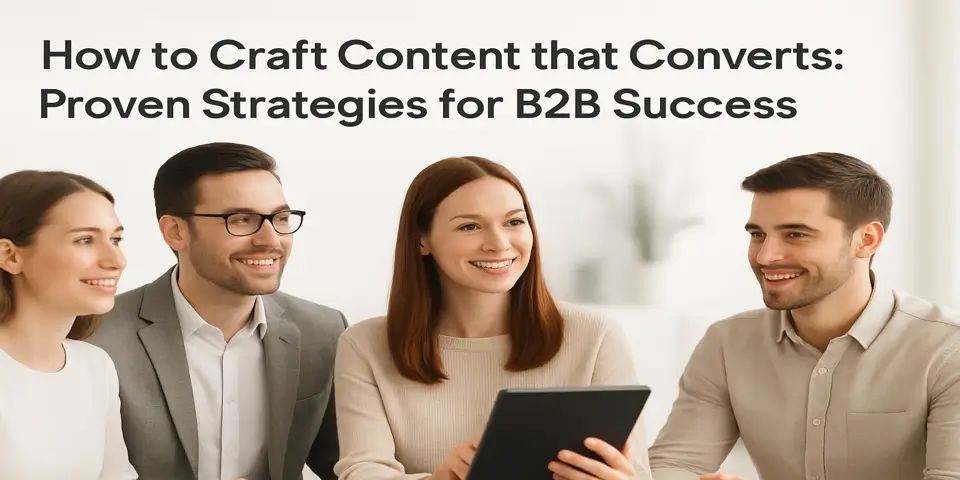 Team of professionals planning high-converting B2B content strategy.