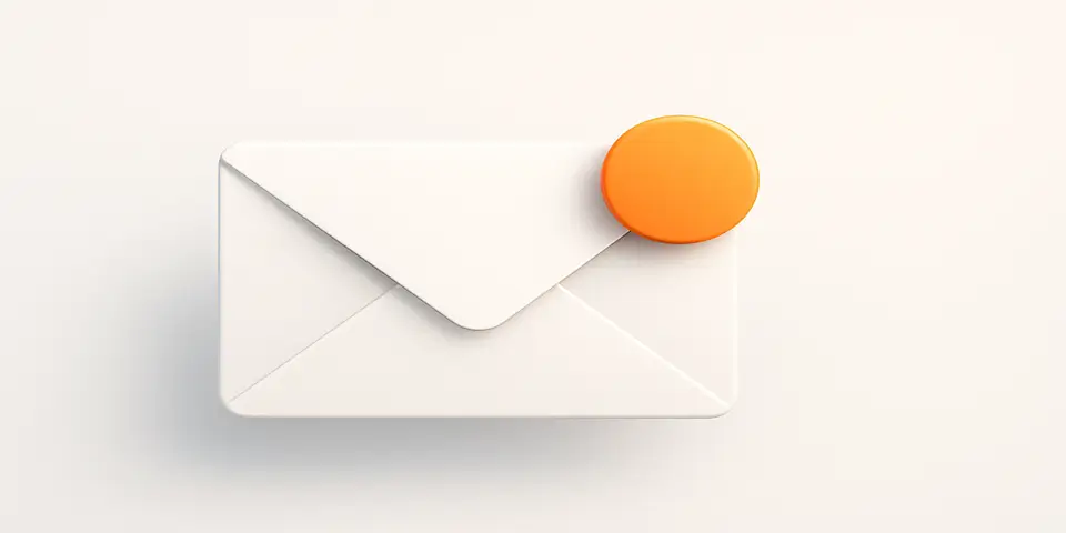 White envelope with a notification badge representing email marketing.
