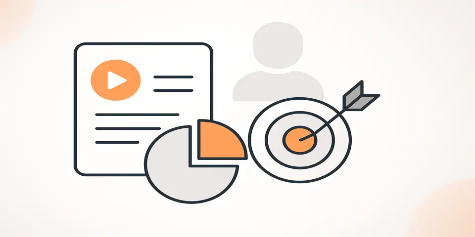 Abstract icons symbolizing data-driven content and retention strategies.