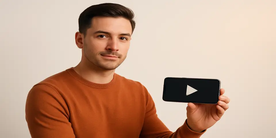 Young creator filming professional video content with focus and intention.