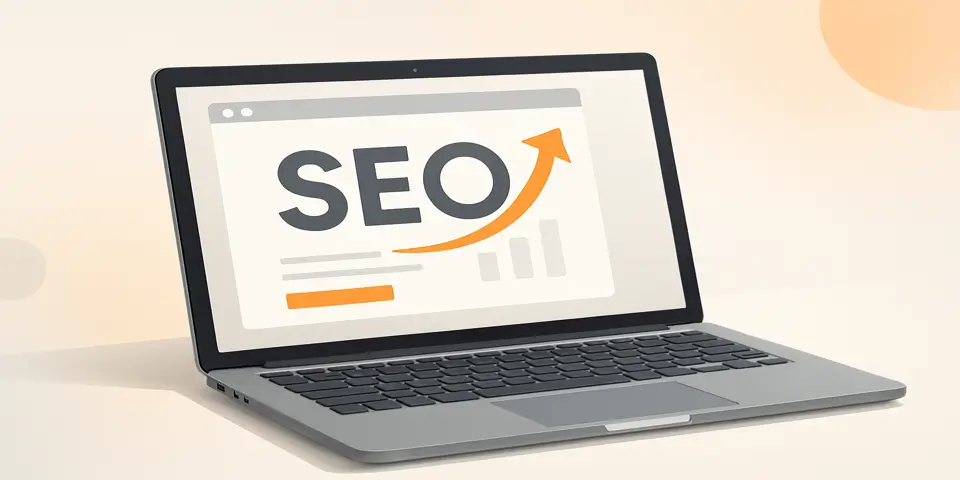Modern laptop showcasing SEO tools and digital performance metrics.